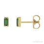 Sapphire Row Natural Gemstone Channel-Set Baguette Stud Earrings - Green Tourmaline, 14K Yellow Gold