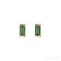 Sapphire Row Natural Gemstone Channel-Set Baguette Stud Earrings - Green Tourmaline, 14K Yellow Gold (view 2)