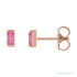 Sapphire Row Natural Gemstone Channel-Set Baguette Stud Earrings - Pink Tourmaline, 14K Rose Gold