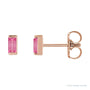 Sapphire Row Natural Gemstone Channel-Set Baguette Stud Earrings - Pink Tourmaline, 14K Rose Gold