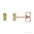 Sapphire Row Natural Gemstone Channel-Set Baguette Stud Earrings - Peridot, 14K Rose Gold
