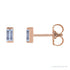 Sapphire Row Natural Gemstone Channel-Set Baguette Stud Earrings - Tanzanite, 14K Rose Gold
