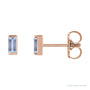 Sapphire Row Natural Gemstone Channel-Set Baguette Stud Earrings - Tanzanite, 14K Rose Gold