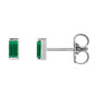 Sapphire Row Lab-Grown Gemstone Channel-Set Baguette Stud Earrings - Emerald, Platinum