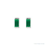 Sapphire Row Lab-Grown Gemstone Channel-Set Baguette Stud Earrings - Emerald, Platinum (view 2)