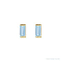 Sapphire Row Lab-Grown Gemstone Channel-Set Baguette Stud Earrings - Aqua Sapphire, 14K Yellow Gold (view 2)