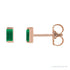 Sapphire Row Lab-Grown Gemstone Channel-Set Baguette Stud Earrings - Emerald, 14K Rose Gold