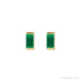 Sapphire Row Lab-Grown Gemstone Channel-Set Baguette Stud Earrings - Emerald, 14K Yellow Gold (view 2)
