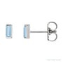 Sapphire Row Lab-Grown Gemstone Channel-Set Baguette Stud Earrings - Aqua Sapphire, Platinum
