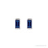 Sapphire Row Lab-Grown Gemstone Channel-Set Baguette Stud Earrings - Blue Sapphire, Platinum (view 2)