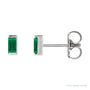 Sapphire Row Lab-Grown Gemstone Channel-Set Baguette Stud Earrings - Emerald, 14K White Gold