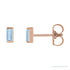 Sapphire Row Lab-Grown Gemstone Channel-Set Baguette Stud Earrings - Aqua Sapphire, 14K Rose Gold