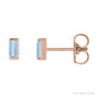 Sapphire Row Lab-Grown Gemstone Channel-Set Baguette Stud Earrings - Aqua Sapphire, 14K Rose Gold