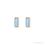 Sapphire Row Lab-Grown Gemstone Channel-Set Baguette Stud Earrings - Aqua Sapphire, 14K Rose Gold (view 2)