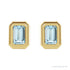 Sapphire Row Natural Gemstone Emerald-Cut Bezel Stud Earrings - Sky Blue Topaz, 14K Yellow Gold (view 2)