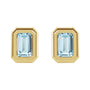 Sapphire Row Natural Gemstone Emerald-Cut Bezel Stud Earrings - Sky Blue Topaz, 14K Yellow Gold (view 2)