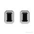Sapphire Row Natural Gemstone Emerald-Cut Bezel Stud Earrings - Black Onyx, 14K White Gold (view 2)