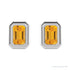 Sapphire Row Natural Gemstone Emerald-Cut Bezel Stud Earrings - Citrine, Platinum (view 2)