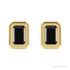 Sapphire Row Natural Gemstone Emerald-Cut Bezel Stud Earrings - Black Onyx, 14K Yellow Gold (view 2)