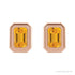 Sapphire Row Natural Gemstone Emerald-Cut Bezel Stud Earrings - Citrine, 14K Rose Gold (view 2)