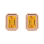 Sapphire Row Natural Gemstone Emerald-Cut Bezel Stud Earrings - Citrine, 14K Rose Gold (view 2)
