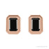 Sapphire Row Natural Gemstone Emerald-Cut Bezel Stud Earrings - Black Onyx, 14K Rose Gold (view 2)