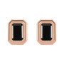 Sapphire Row Natural Gemstone Emerald-Cut Bezel Stud Earrings - Black Onyx, 14K Rose Gold (view 2)