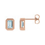 Sapphire Row Natural Gemstone Emerald-Cut Bezel Stud Earrings - Sky Blue Topaz, 14K Rose Gold