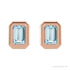 Sapphire Row Natural Gemstone Emerald-Cut Bezel Stud Earrings - Sky Blue Topaz, 14K Rose Gold (view 2)