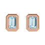Sapphire Row Natural Gemstone Emerald-Cut Bezel Stud Earrings - Sky Blue Topaz, 14K Rose Gold (view 2)