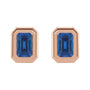 Sapphire Row Lab-Grown Blue Sapphire Emerald-Cut Stud Earrings - 14K Rose Gold (view 2)