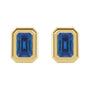 Sapphire Row Lab-Grown Blue Sapphire Emerald-Cut Stud Earrings - 14K Yellow Gold (view 2)