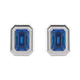 Sapphire Row Lab-Grown Blue Sapphire Emerald-Cut Stud Earrings - Platinum (view 2)