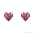 Sapphire Row Natural Gemstone Heart Stud Earrings - Pink Tourmaline, 14K White Gold (view 2)