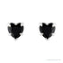 Sapphire Row Natural Gemstone Heart Stud Earrings - Black Onyx, 14K White Gold (view 2)