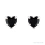 Sapphire Row Natural Gemstone Heart Stud Earrings - Black Onyx, 14K White Gold (view 2)