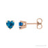 Sapphire Row Natural Gemstone Heart Stud Earrings - London Blue Topaz, 14K Rose Gold