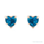Sapphire Row Natural Gemstone Heart Stud Earrings - London Blue Topaz, 14K Rose Gold (view 2)