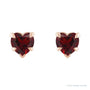 Sapphire Row Natural Gemstone Heart Stud Earrings - Mozambique Garnet, 14K Rose Gold (view 2)