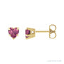 Sapphire Row Natural Gemstone Heart Stud Earrings - Pink Tourmaline, 14K Yellow Gold