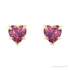 Sapphire Row Natural Gemstone Heart Stud Earrings - Pink Tourmaline, 14K Yellow Gold (view 2)
