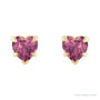 Sapphire Row Natural Gemstone Heart Stud Earrings - Pink Tourmaline, 14K Yellow Gold (view 2)