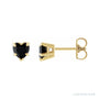 Sapphire Row Natural Gemstone Heart Stud Earrings - Black Onyx, 14K Yellow Gold