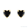 Sapphire Row Natural Gemstone Heart Stud Earrings - Black Onyx, 14K Yellow Gold (view 2)