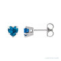 Sapphire Row Natural Gemstone Heart Stud Earrings - London Blue Topaz, Platinum