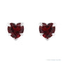 Sapphire Row Natural Gemstone Heart Stud Earrings - Mozambique Garnet, Platinum (view 2)