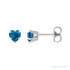 Sapphire Row Natural Gemstone Heart Stud Earrings - London Blue Topaz, 14K White Gold