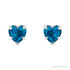 Sapphire Row Natural Gemstone Heart Stud Earrings - London Blue Topaz, 14K White Gold (view 2)