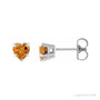 Sapphire Row Natural Gemstone Heart Stud Earrings - Citrine, 14K White Gold