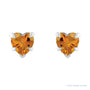 Sapphire Row Natural Gemstone Heart Stud Earrings - Citrine, 14K White Gold (view 2)